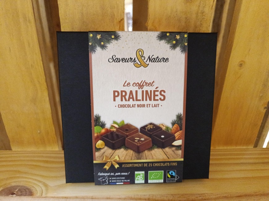 Coffret assortiment de pralinés au chocolat noir et lait - 200g - 25 chocolats